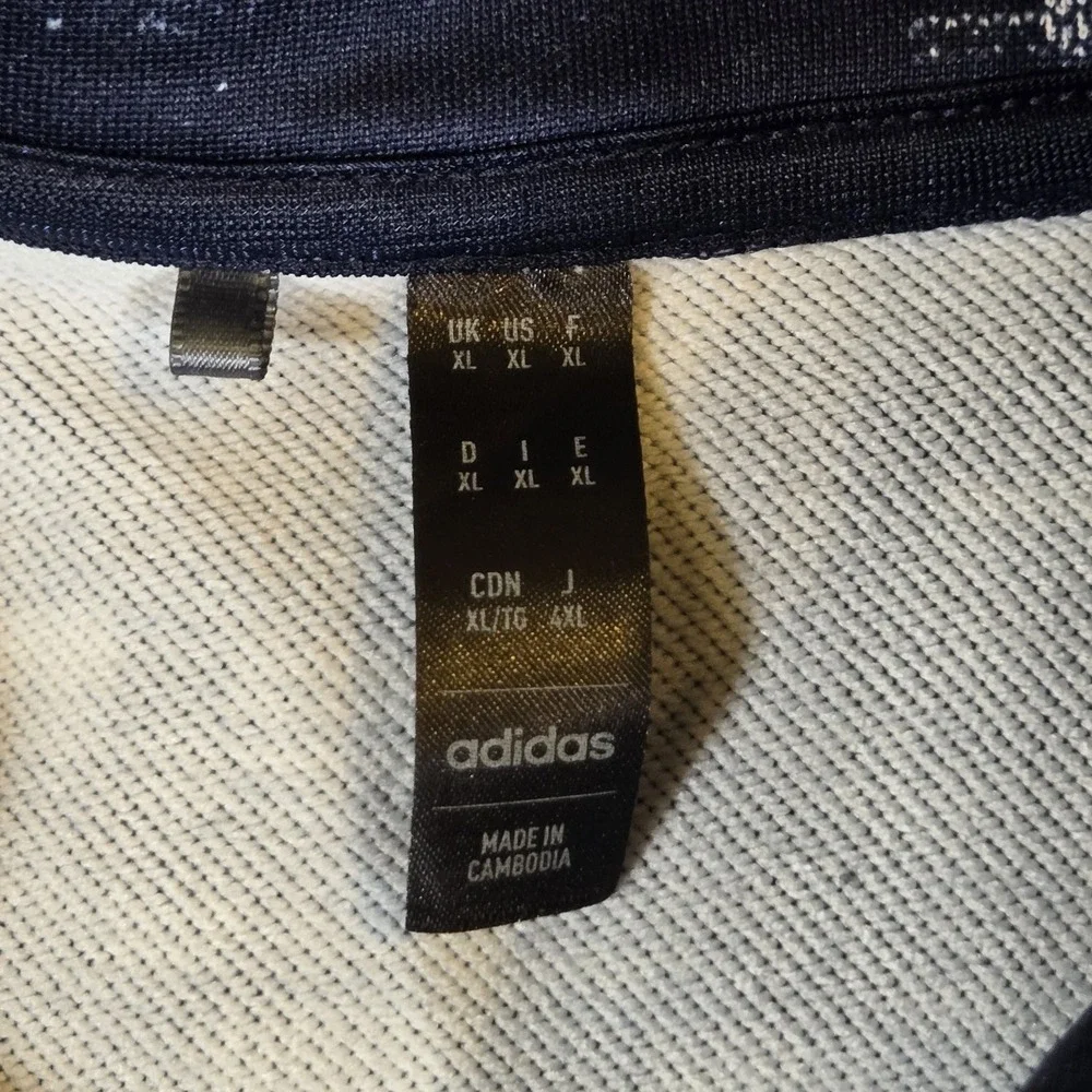 Adidas 1/4 Zip Sweatshirt Mens XL Navy Blue Geometric Print Pullover